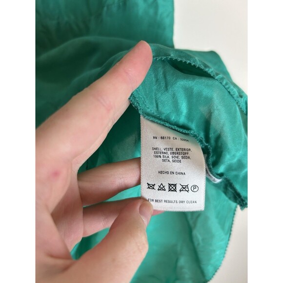 Anthropologie 4 Silk Blouse Blue Ruffle Neck Top Satin Boho Peasant Fairy Whimsy - Picture 3 of 4